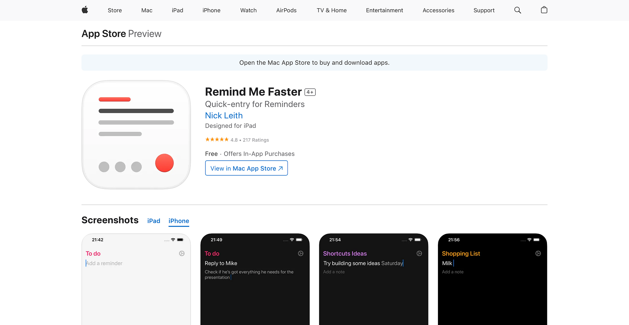 Remind Me Faster App Store Screenshot (2024-04-28)
