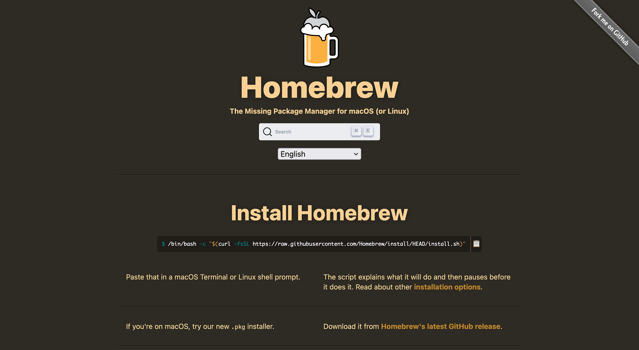 Homebrew Homepage Screenshot (2024-04-26)