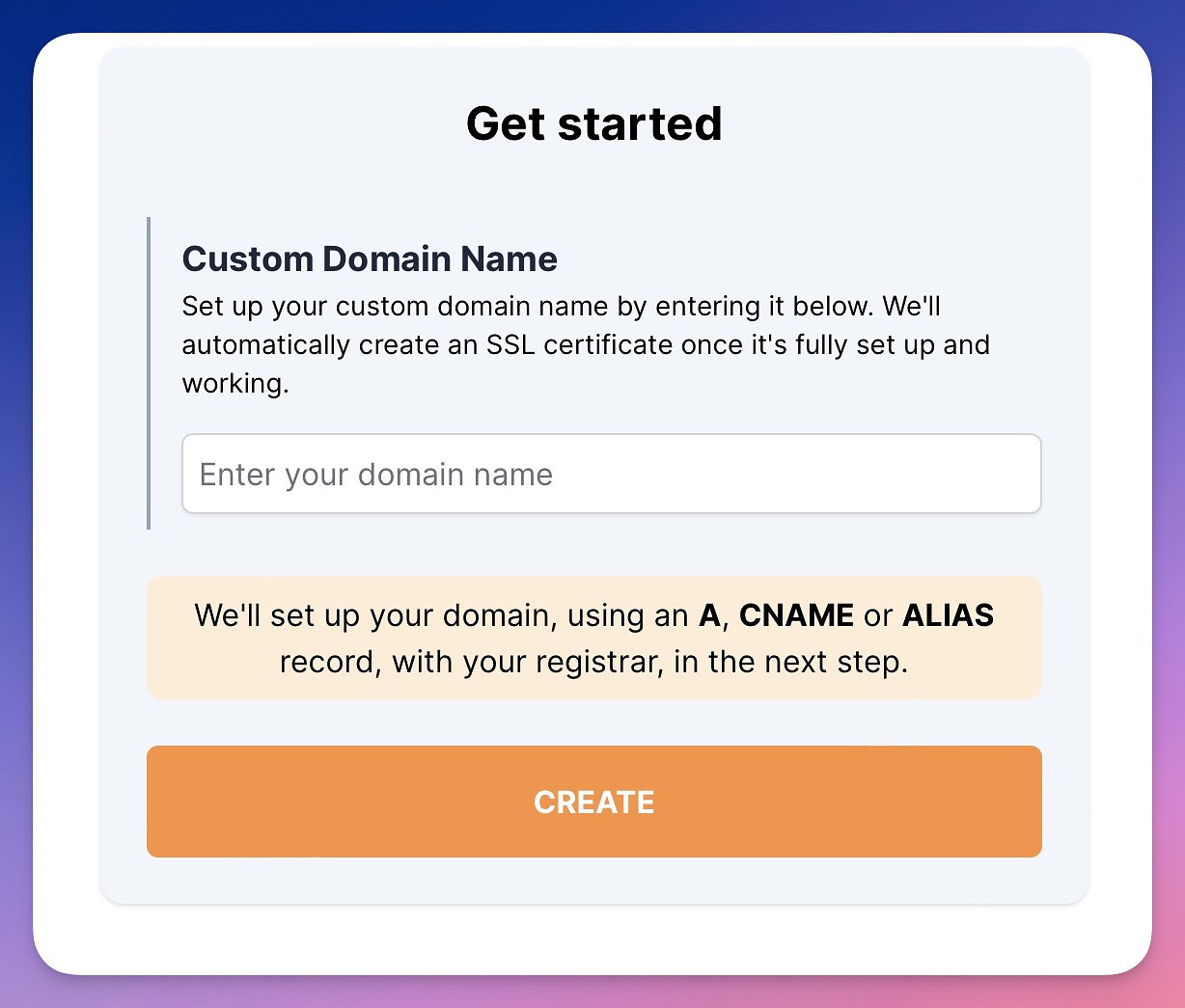 Get started by adding a domain name.